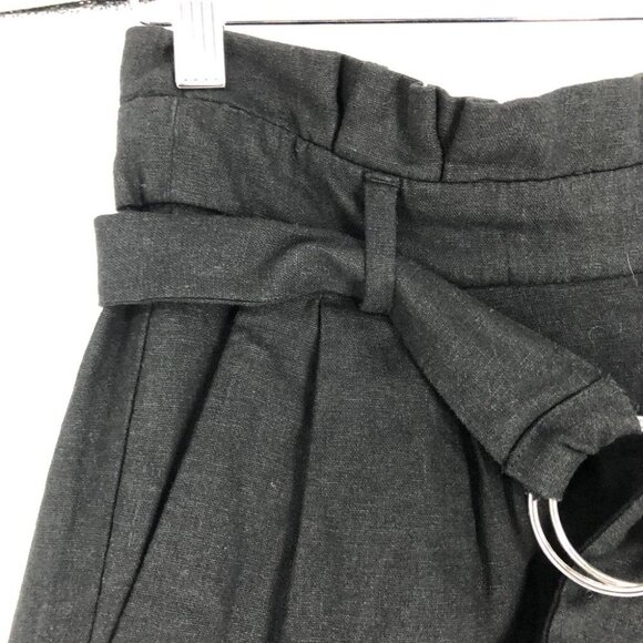 Dynamite Black Linen paper bag shorts metal ring waist tie XS - Picture 9 of 15